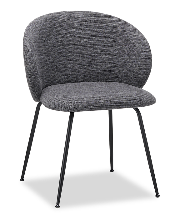 Evita 5pc Dining Set, Table & 4 Grey Chairs, Sintered Stone, 41-54\"W Extension - Grey/Black