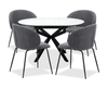 Evita 5pc Dining Set, Table & 4 Grey Chairs, Sintered Stone, 41-54\"W Extension - Grey/Black
