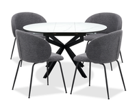 Evita 5pc Dining Set, Table & 4 Grey Chairs, Sintered Stone, 41-54