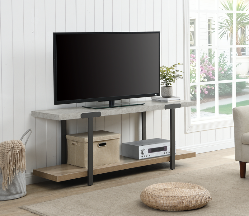 Felicity 60” TV Stand with Cable Management for TVs up to 65”– Natural & Faux Stone