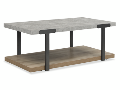 Felicity 44” Rectangular Coffee Table with Shelf and Casters – Grey | Table à café rectangulaire Felicity de 44 po avec tablette et roulettes - grise