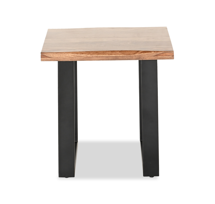 Fletcher 24” Contemporary End Table with Iron Frame - Brownstone