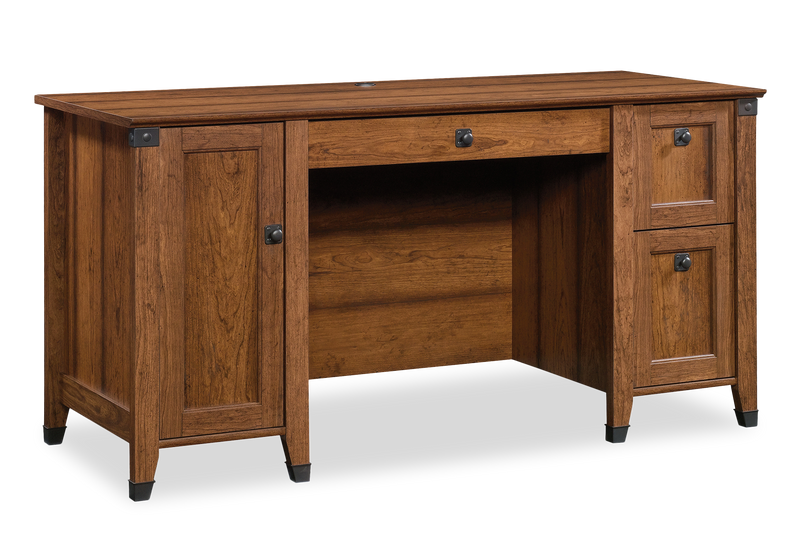 Forge 59.06\" Office Desk with 3 Drawers and Cable Management – Washington Cherry