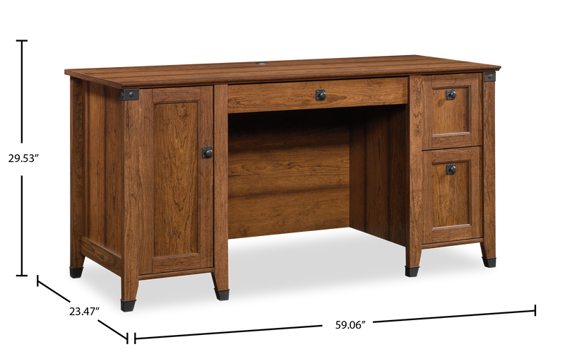 Forge 59.06\" Office Desk with 3 Drawers and Cable Management – Washington Cherry