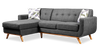 Kort & Co. Freeman 2-Piece Left-Facing Sectional with Wood Legs – Charcoal Grey | Sofa sectionnel gauche Freeman de Kort & Co. 2 pièces de po en tissu d’apparence lin avec pattes en bois - gris anthracite
