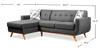 Kort & Co. Freeman 2-Piece Left-Facing Sectional with Wood Legs – Charcoal Grey | Sofa sectionnel gauche Freeman de Kort & Co. 2 pièces de po en tissu d’apparence lin avec pattes en bois - gris anthracite