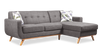 Kort & Co. Freeman 2-Piece Right-Facing Sectional with Wood Legs – Charcoal Grey | Sofa sectionnel de gauche Freeman de Kort & Co. 2 pièces po en tissu d’apparence lin avec pattes en bois - gris anthracite