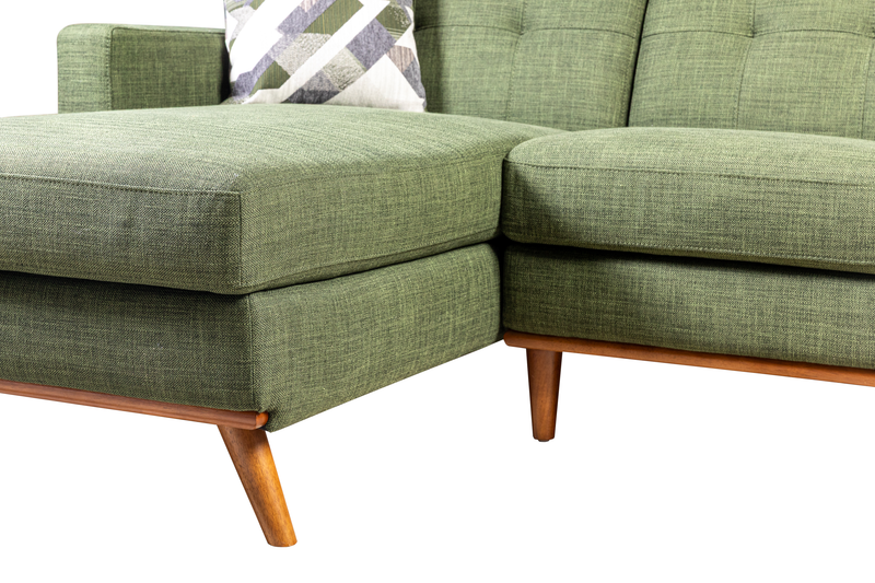 Kort & Co. Freeman 2-Piece Left-Facing Sectional with Wood Legs – Avocado Green