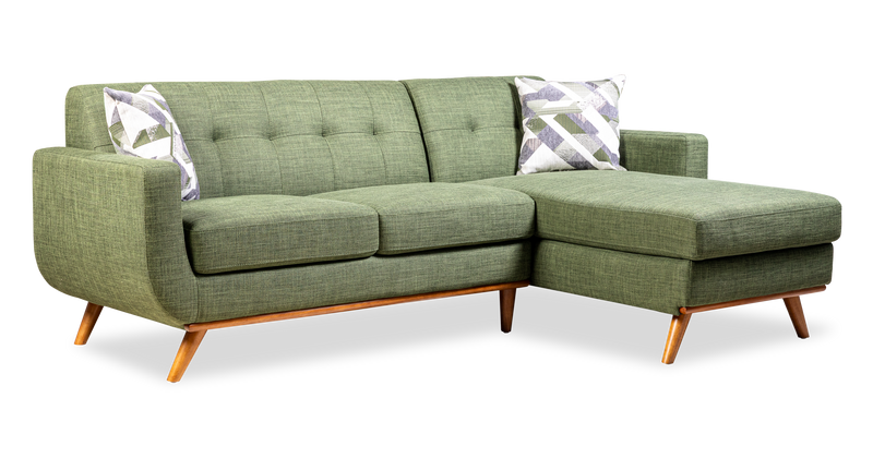 Kort & Co. Freeman 2-Piece Right-Facing Sectional with Wood Legs – Avocado Green
