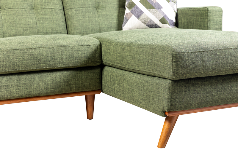 Kort & Co. Freeman 2-Piece Right-Facing Sectional with Wood Legs – Avocado Green
