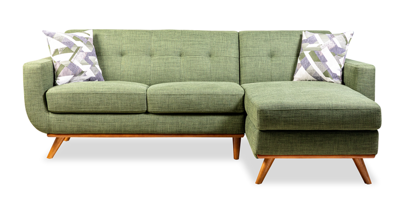 Kort & Co. Freeman 2-Piece Right-Facing Sectional with Wood Legs – Avocado Green