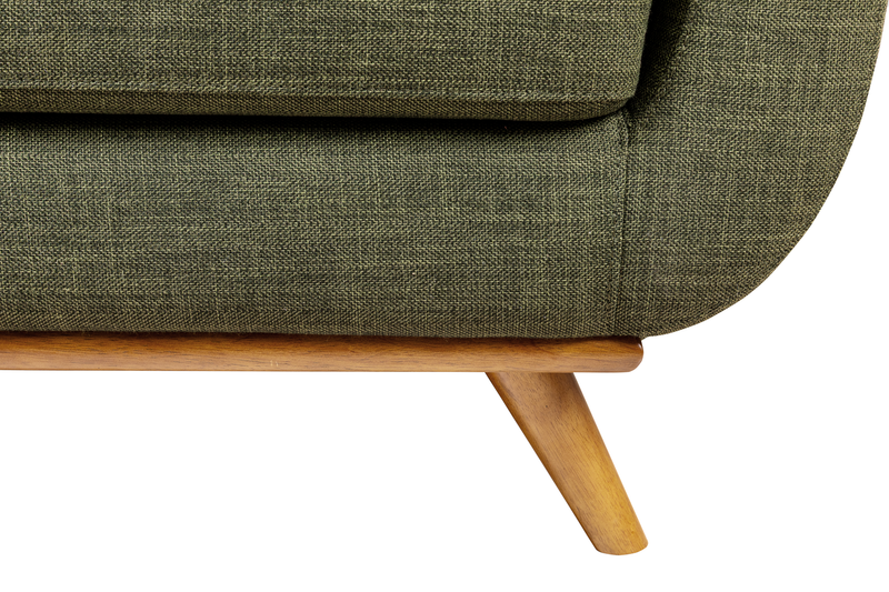 Kort & Co. Freeman 2-Piece Linen-Look Fabric Sectional with Wood Legs – Avocado Green