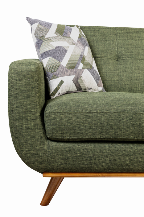 Kort & Co. Freeman 2-Piece Linen-Look Fabric Sectional with Wood Legs – Avocado Green