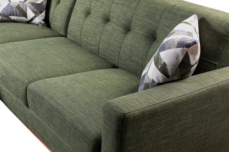 Kort & Co. Freeman 2-Piece Linen-Look Fabric Sectional with Wood Legs – Avocado Green