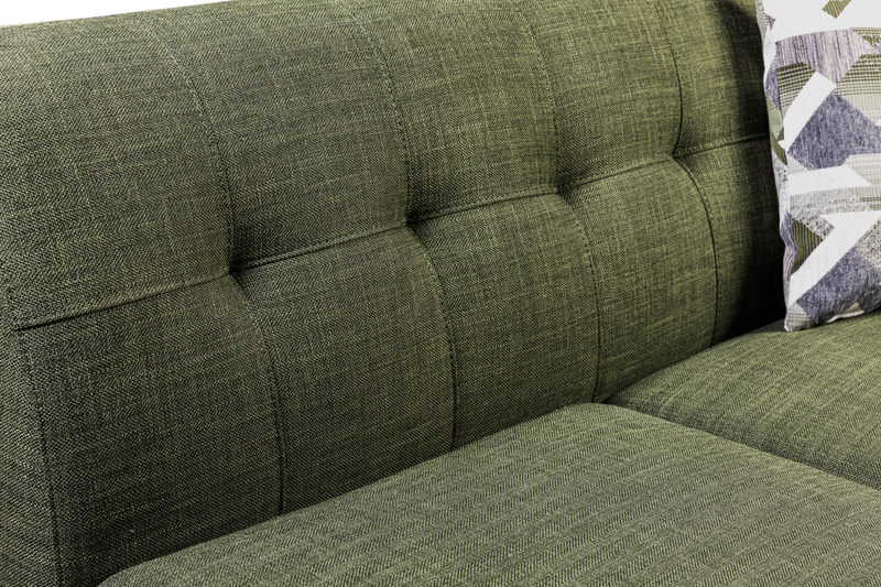 Kort & Co. Freeman 2-Piece Linen-Look Fabric Sectional with Wood Legs – Avocado Green