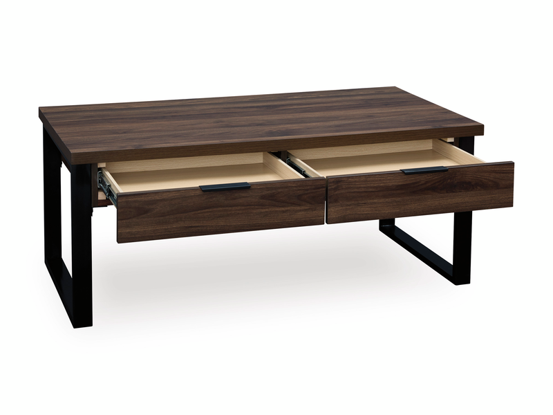 Griffin 46” Contemporary Coffee Table with 2 Drawers – Dark Brown