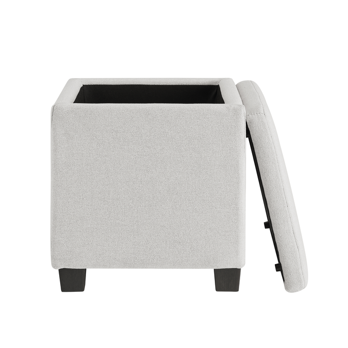 Halifax 14.75” Fabric Storage Ottoman – Light Grey