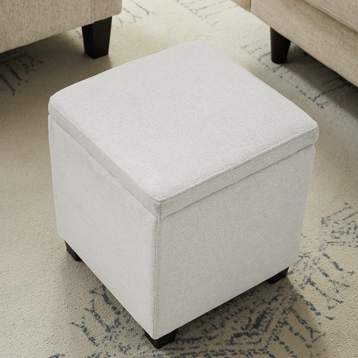 Halifax 14.75” Fabric Storage Ottoman – Light Grey