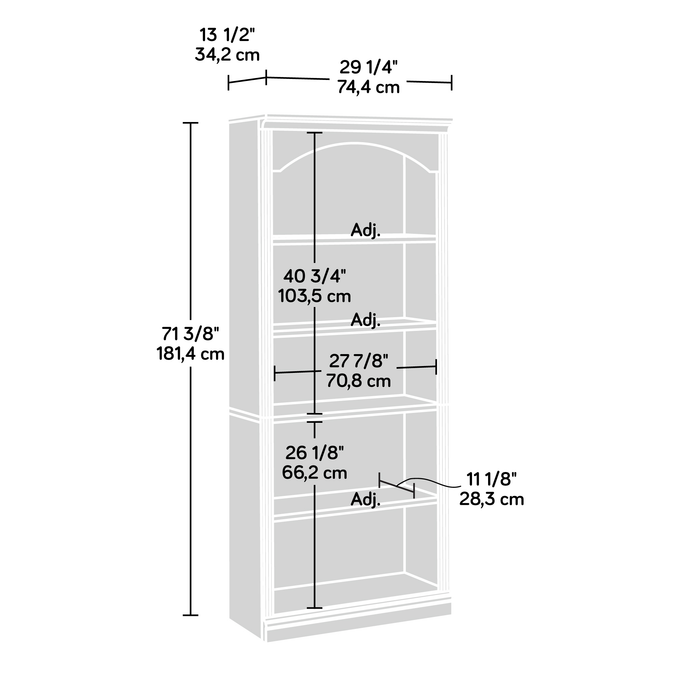 Halston 29.29” 5-Shelf Bookcase with Adjustable Shelves – Select Cherry 