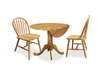Hana 3pc Drop-Leaf Dining Set with Table & 2 Chairs, Pedestal Base, 40\"W - Natural