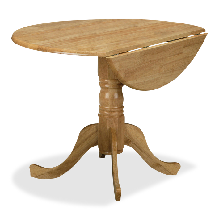 Hana 3pc Drop-Leaf Dining Set with Table & 2 Chairs, Pedestal Base, 40\"W - Natural