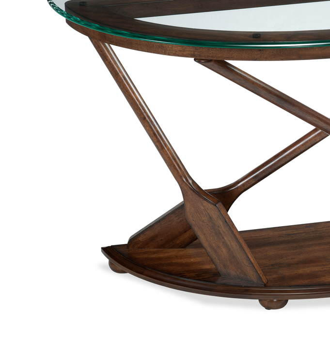 Hatfield 50\" Eclectic Sofa Table with Glass Top & Carved Oars in Wood Base – Dark Oak