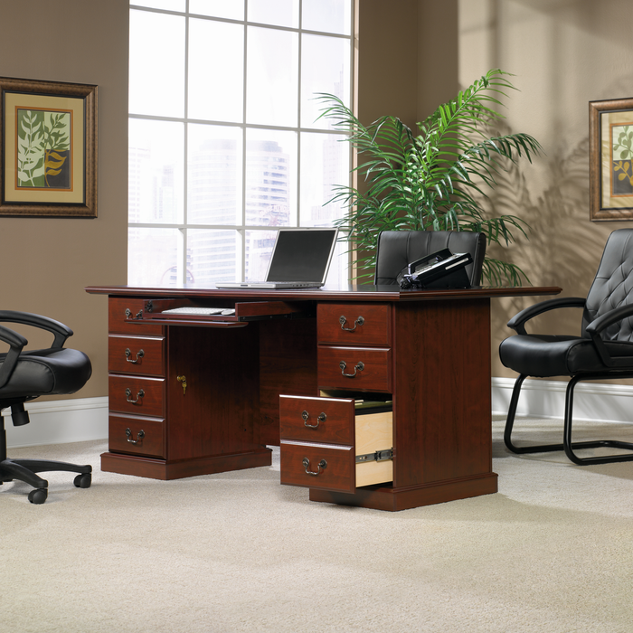 Heritage 70.51\" Executive Office Desk with 4 Drawers – Classic Cherry