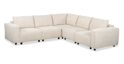 Infinity Modular 5-Piece Chenille Fabric Sofa Sectional – Taupe | Sofa sectionnel modulaire Infinity 5 pièces en tissu de chenille - taupe