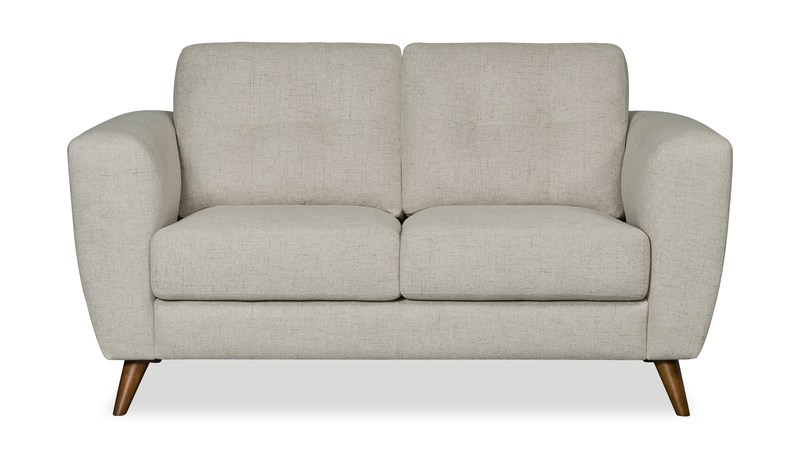 Iverly 61” Linen-Look Fabric Loveseat with Removable Back Cushions – Sand
