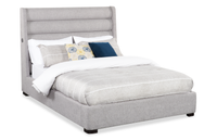 Jade Upholstered Platform Bed with USB Ports in Grey Fabric - Queen Size 