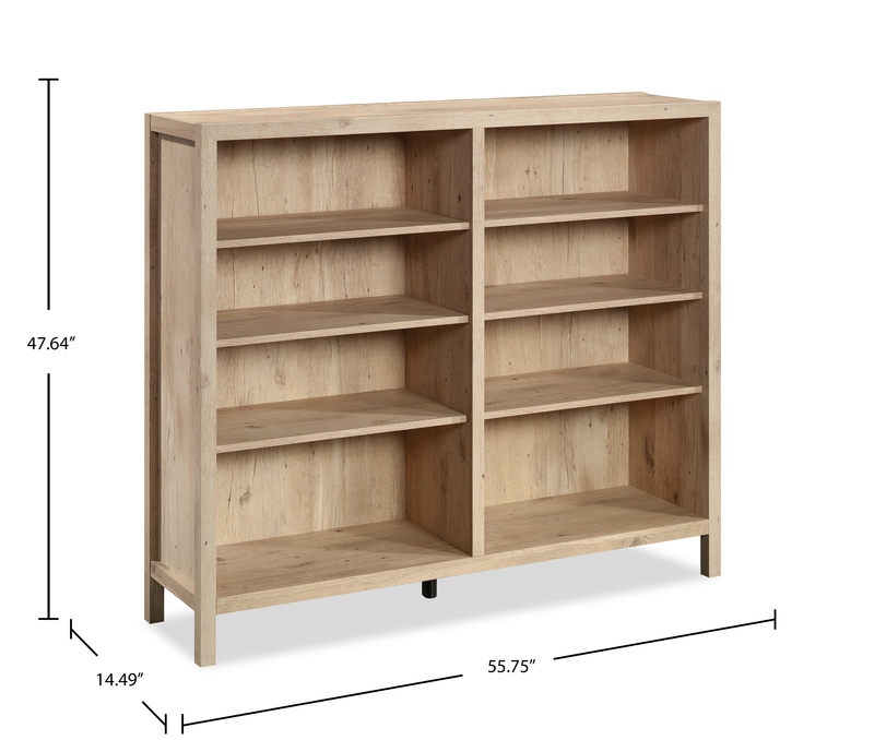 Juble 55.75” Rustic Bookcase with Adjustable Shelves – Prime Oak