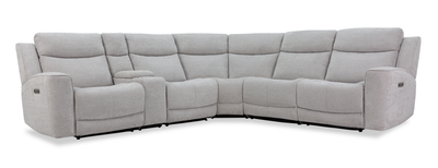 Kacey 6-Piece Chenille Fabric Power Reclining Sectional with USB Port - Grey | Sofa sectionnel à inclinaison électrique Kacey 6 pièces de po en tissu de chenille avec port USB - gris