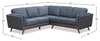 Kort & Co. Kassia 2-Piece Linen-Look Fabric Sectional with Wood Base and Legs - Blue | Sofa sectionnel Kassia de Kort & Co. 2 pièces en tissu d’apparence lin avec base et pattes en bois - bleu