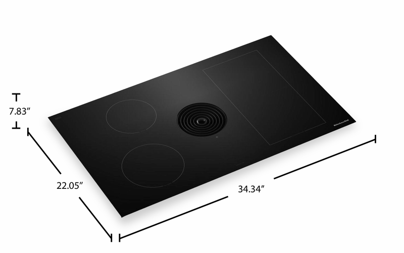 KitchenAid 36\" Induction Downdraft Cooktop with Bridge XL Even-Heat Zone - Black - KCID936SBL