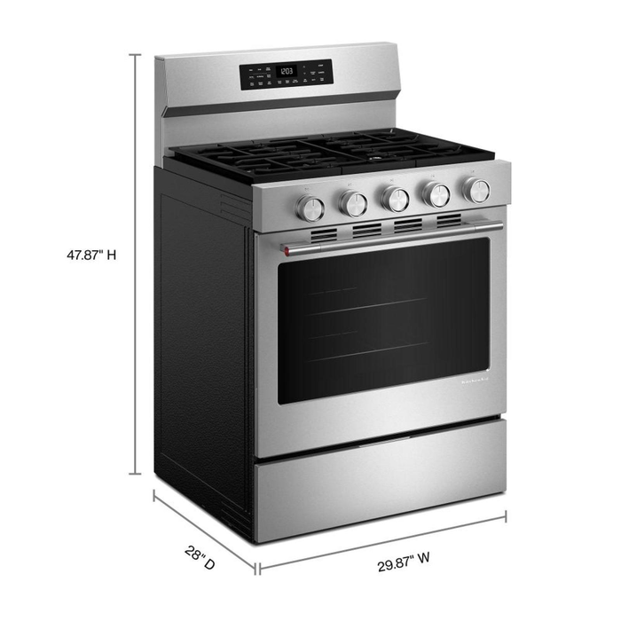 KitchenAid 30\" 5 Cu. Ft. Smart Gas Range with Convection Modes - PrintShield Stainless Steel - KFGS330TPS