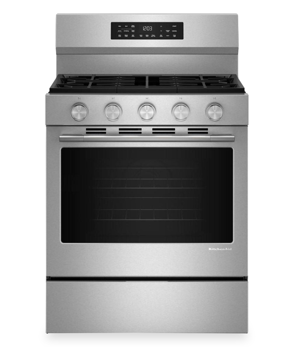 KitchenAid 30\" 5 Cu. Ft. Smart Gas Range with Convection Modes - PrintShield Stainless Steel - KFGS330TPS
