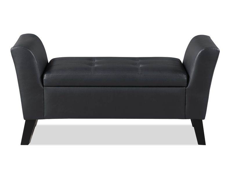 Kohen 46.75\" Contemporary Leather-Look Fabric Bench with Storage – Black