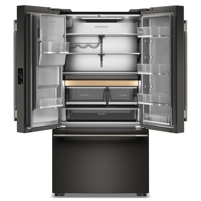KitchenAid 35.6\" 23.1 Cu. Ft. Counter-Depth French Door Refrigerator – Black Ore - KRFC536SBE