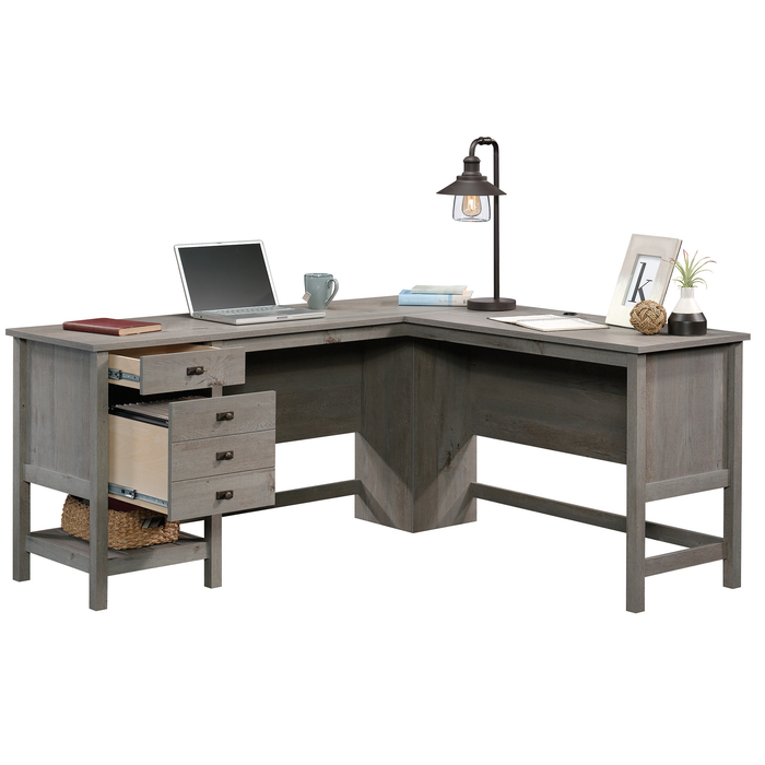Lance 65.12\" L-Shaped Office Desk with 2 Drawers – Mystic Oak