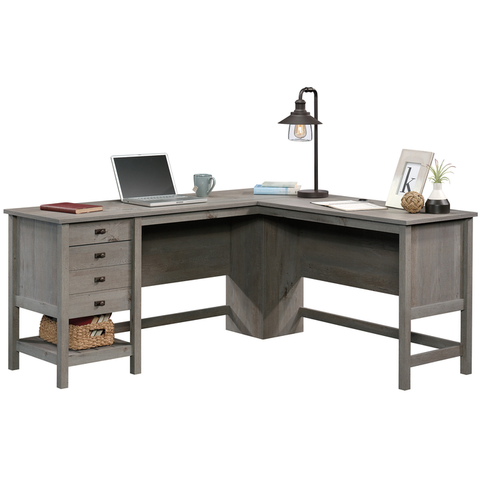 Lance 65.12\" L-Shaped Office Desk with 2 Drawers – Mystic Oak