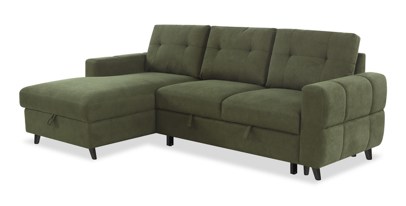 Laval 2-Piece Left-Facing Fabric Sleeper Sectional with Storage Chaise - Green