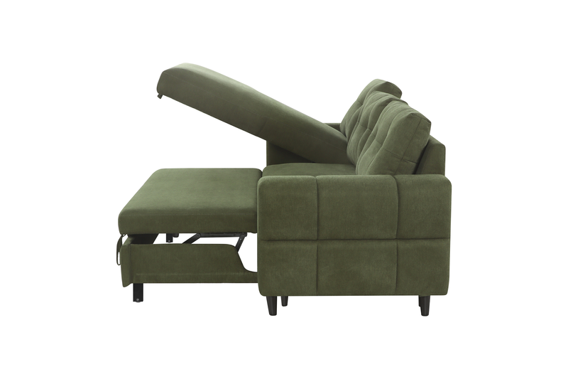 Laval 2-Piece Left-Facing Fabric Sleeper Sectional with Storage Chaise - Green
