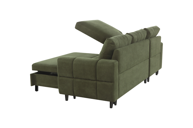 Laval 2-Piece Left-Facing Fabric Sleeper Sectional with Storage Chaise - Green