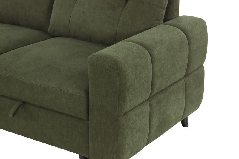 Laval 2-Piece Left-Facing Fabric Sleeper Sectional with Storage Chaise - Green