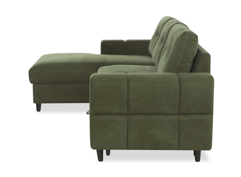 Laval 2-Piece Left-Facing Fabric Sleeper Sectional with Storage Chaise - Green
