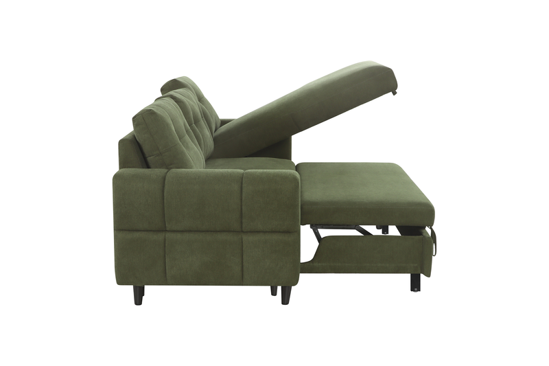 Laval 2-Piece Right-Facing Fabric Sleeper Sectional with Storage Chaise - Green
