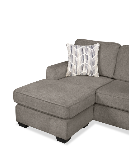 Made in Canada Lennox Chenille Fabric Reversible Sectional with Reversible Cushions - Grey
