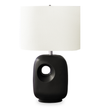 Lilith 16\" Ceramic Table Lamp with Linen Ivory Shade – Black