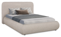 Luka Upholstered Platform Bed in Grey Polyester Fabric, Modern - Full Size