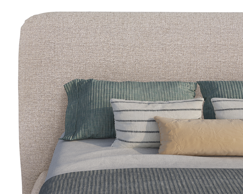Luka Upholstered Platform Bed in Grey Polyester Fabric, Modern - Full Size